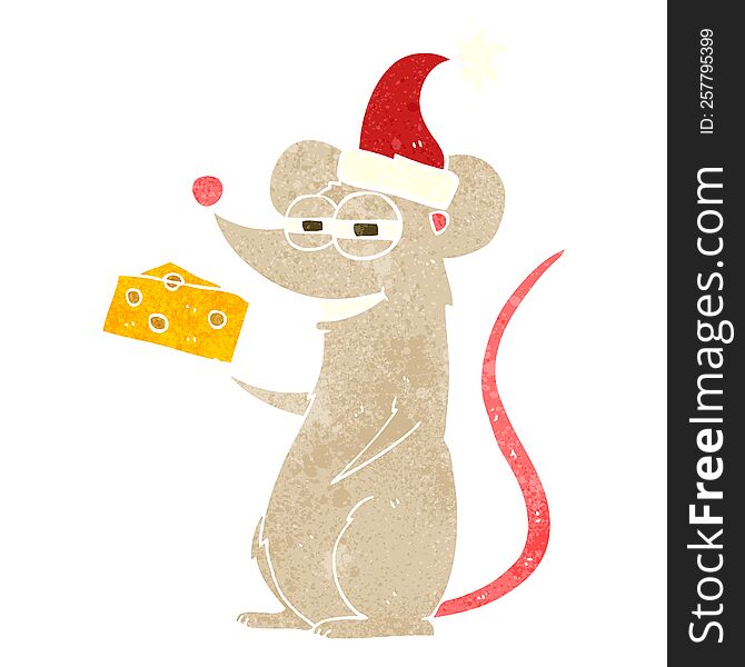 freehand retro cartoon christmas mouse