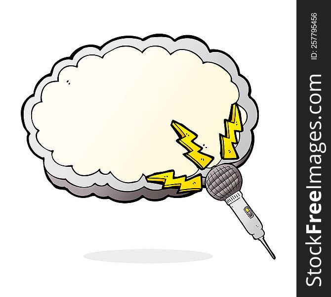 cartoon microphone and space for text cloud