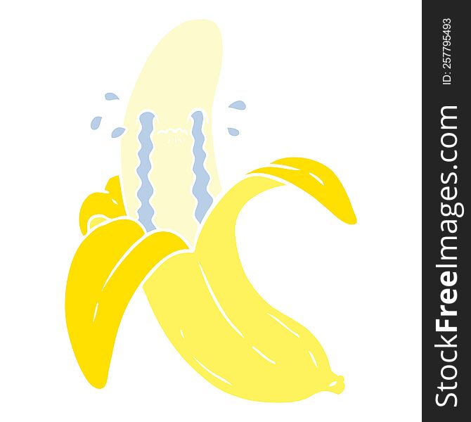 flat color style cartoon crying banana