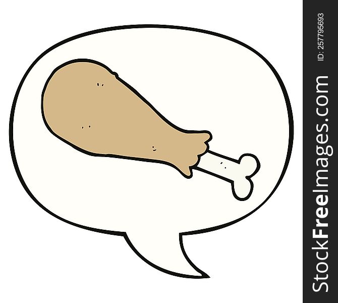 cartoon chicken leg with speech bubble. cartoon chicken leg with speech bubble