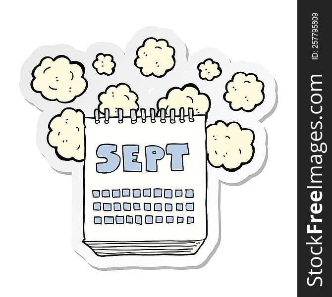 Sticker Of A Cartoon Calendar Showing Month Of September