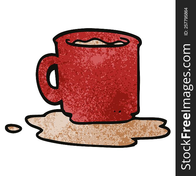 cartoon doodle of spilt mug of tea