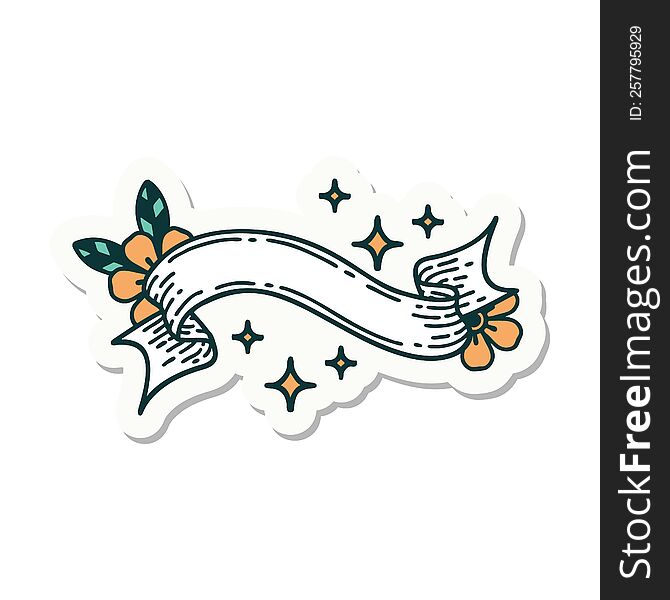 tattoo style sticker with banner of a stars