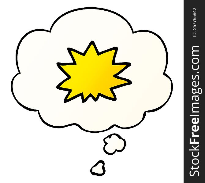 cartoon explosion with thought bubble in smooth gradient style