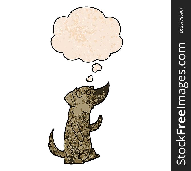 cartoon dog with thought bubble in grunge texture style. cartoon dog with thought bubble in grunge texture style
