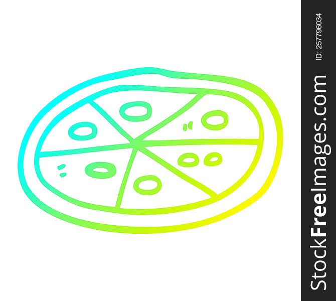 Cold Gradient Line Drawing Cartoon Pizza