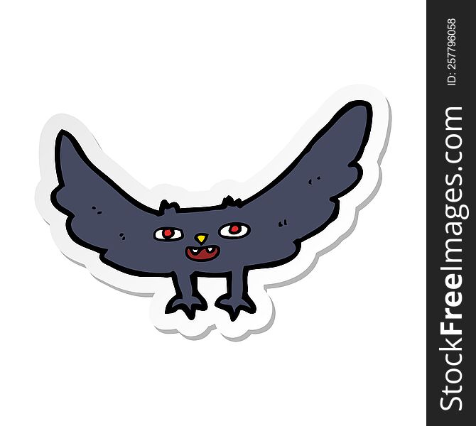 Sticker Of A Cartoon Spooky Vampire Bat