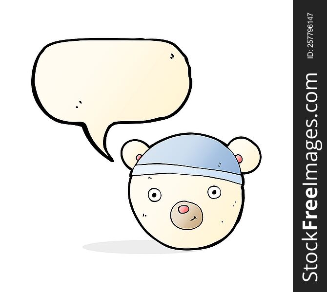 cartoon polar bear face with speech bubble