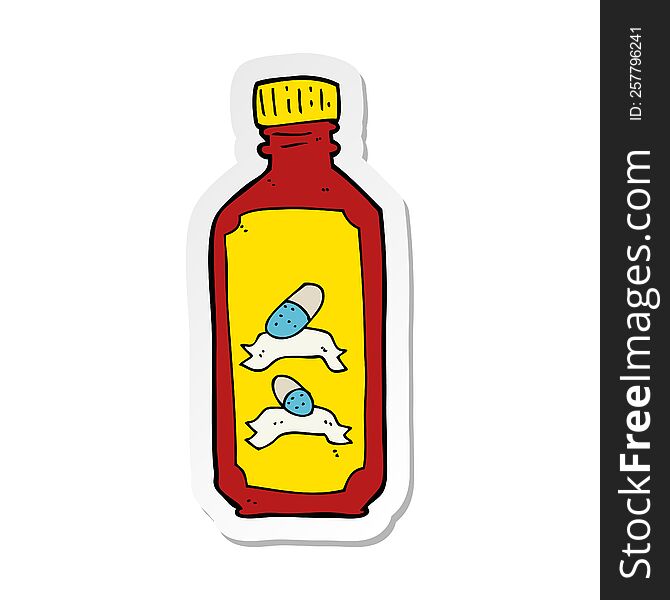 sticker of a cartoon old bottle of pills