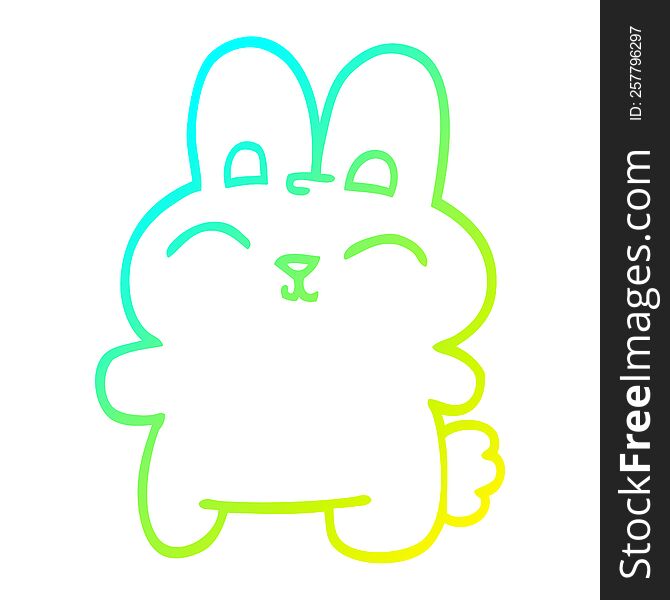cold gradient line drawing of a happy cartoon rabbit