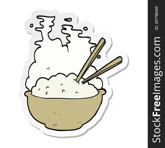 sticker of a cartoon bowl of hot rice