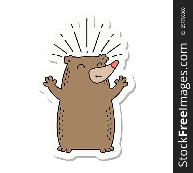 Sticker Of Tattoo Style Happy Bear