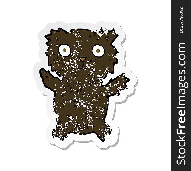 retro distressed sticker of a cartoon black bear