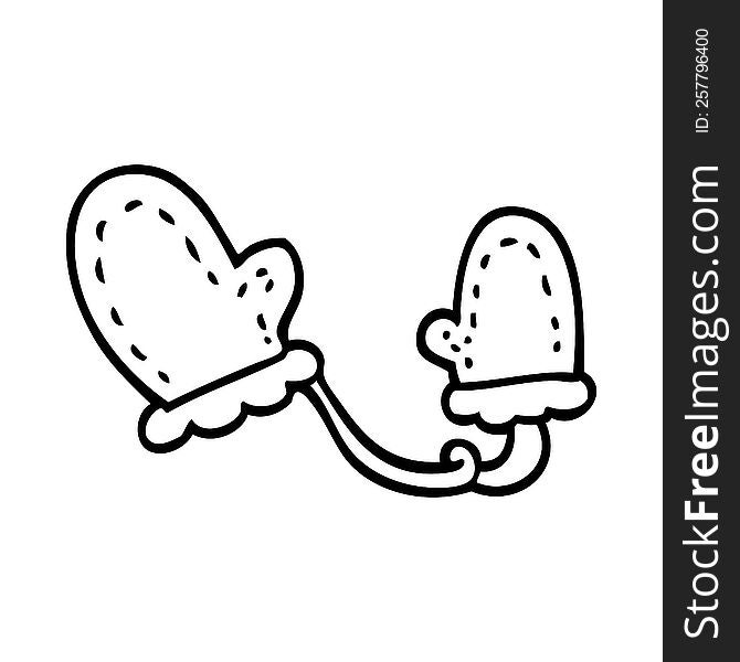 line drawing cartoon mittens
