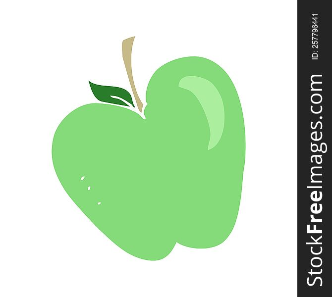 Flat Color Illustration Of A Cartoon Apple