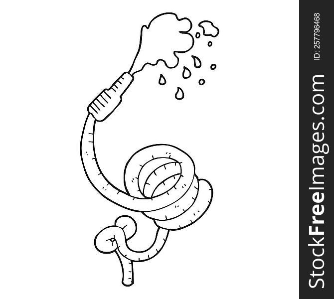 freehand drawn black and white cartoon hose pipe