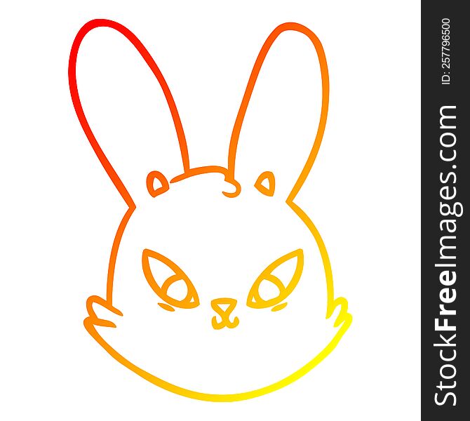Warm Gradient Line Drawing Cartoon Bunny Face
