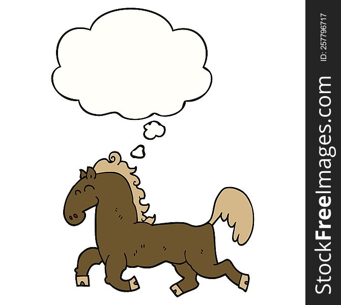 cartoon stallion with thought bubble. cartoon stallion with thought bubble