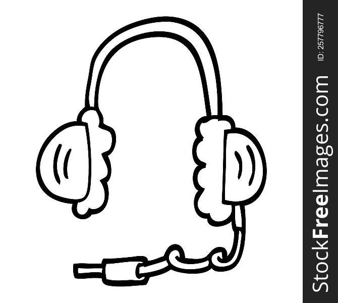 line drawing cartoon ear phones