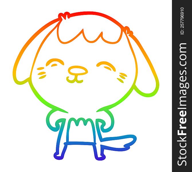 rainbow gradient line drawing of a happy cartoon dog