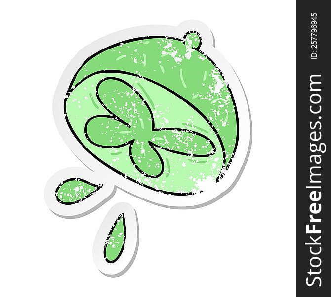 Distressed Sticker Of A Quirky Hand Drawn Cartoon Lime