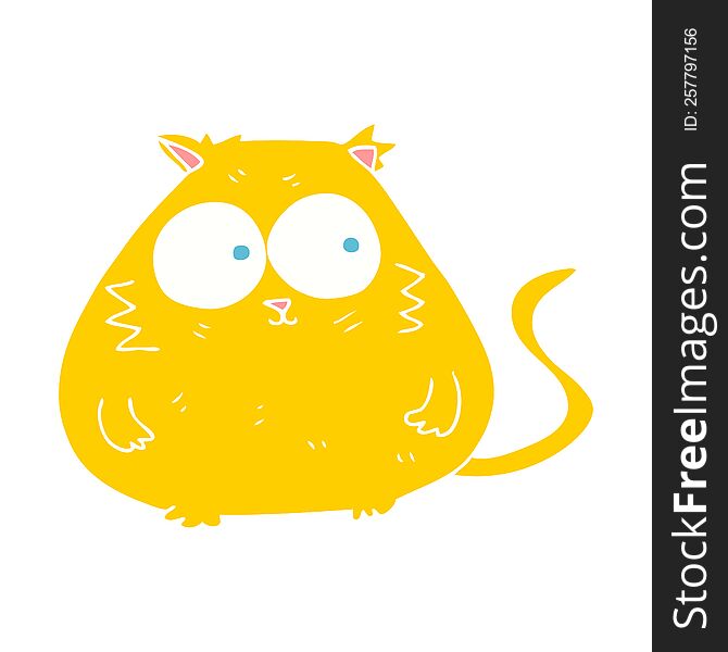 Flat Color Illustration Of A Cartoon Fat Cat
