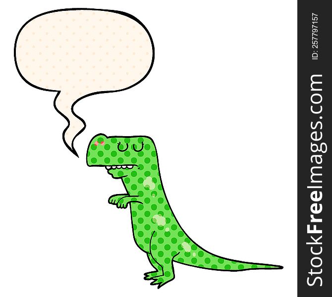 cartoon dinosaur and speech bubble in comic book style