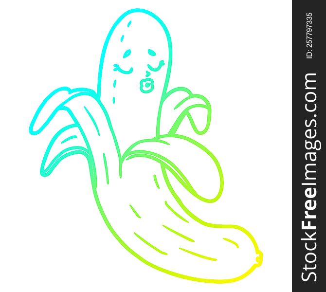 cold gradient line drawing of a cartoon best quality organic banana
