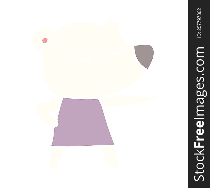 flat color style cartoon polar bear wearing dress