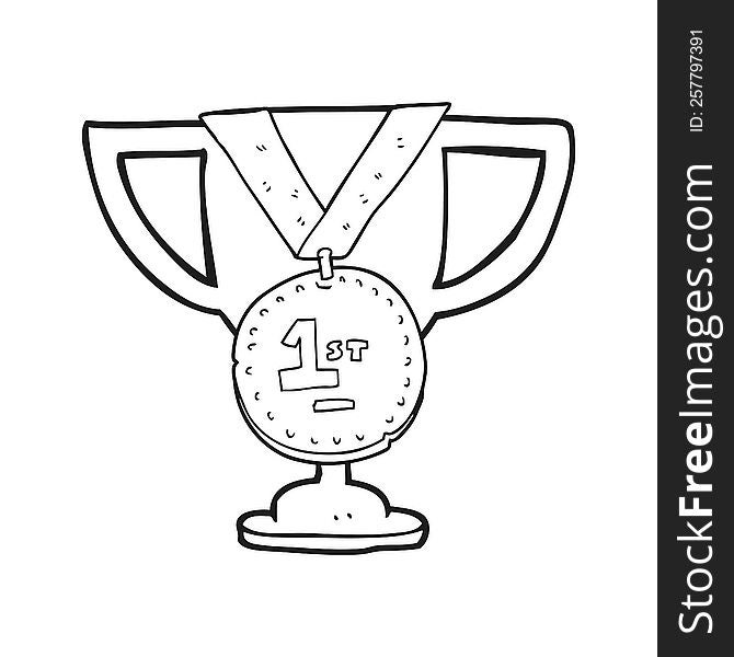 black and white cartoon sports trophy