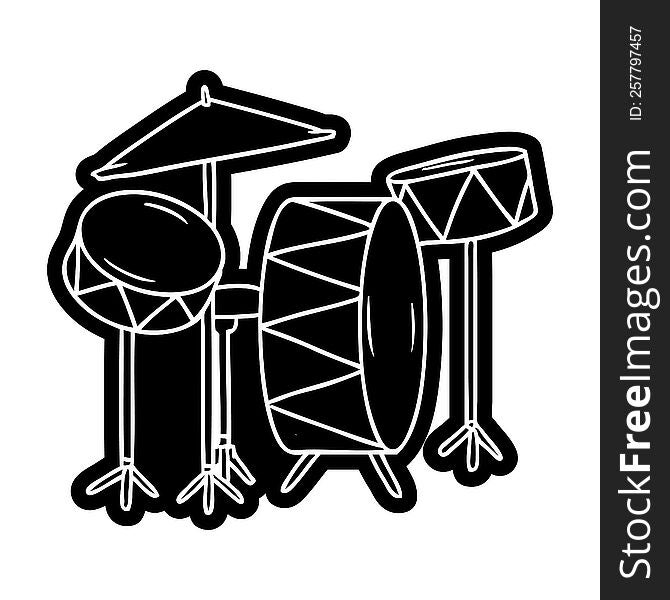 cartoon icon of a drum kit. cartoon icon of a drum kit