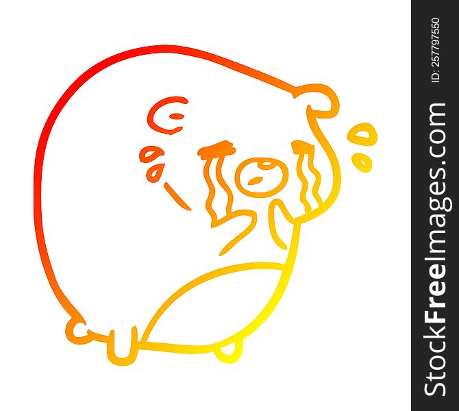 Warm Gradient Line Drawing Crying Bear