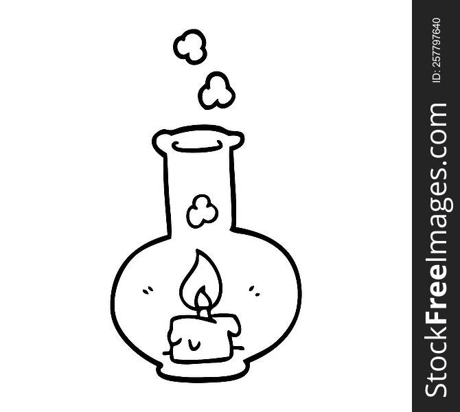 line drawing cartoon old glass storm lamp
