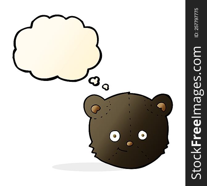 Cartoon Black Bear Head With Thought Bubble