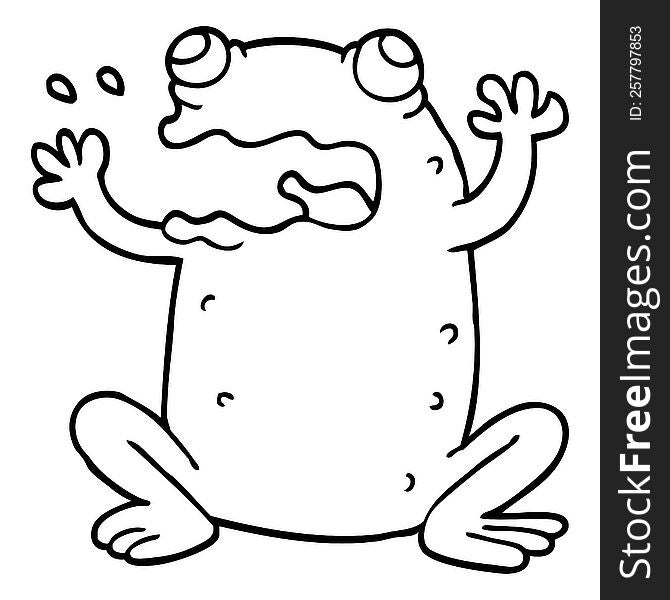 line drawing cartoon burping toad