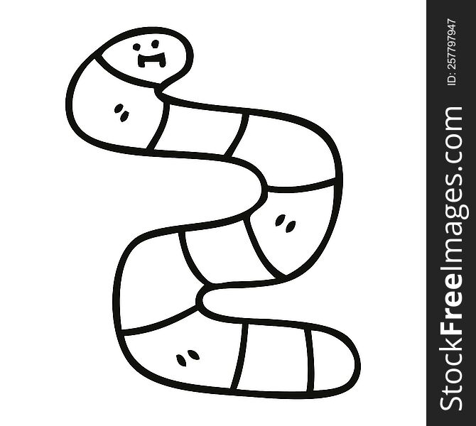 Quirky Line Drawing Cartoon Worm