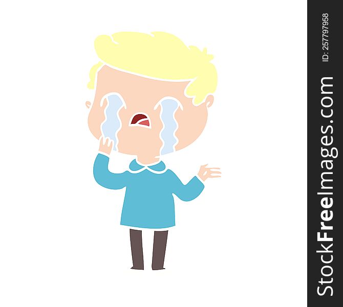 flat color style cartoon man crying