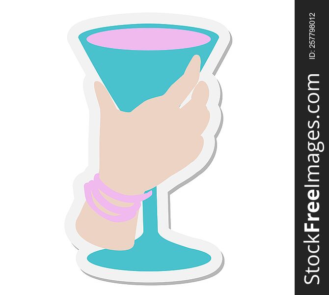 hand holding cocktail glass sticker