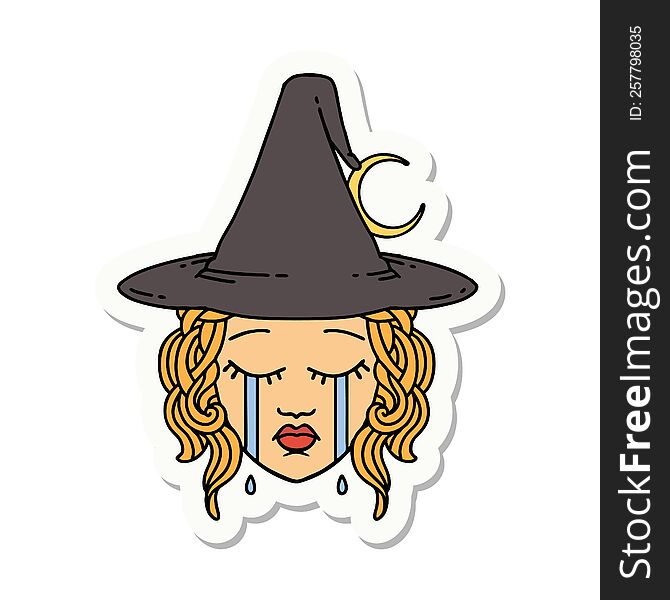 Crying Human Witch Character Sticker