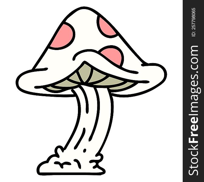 cartoon of a poisonous toadstool mushroom. cartoon of a poisonous toadstool mushroom