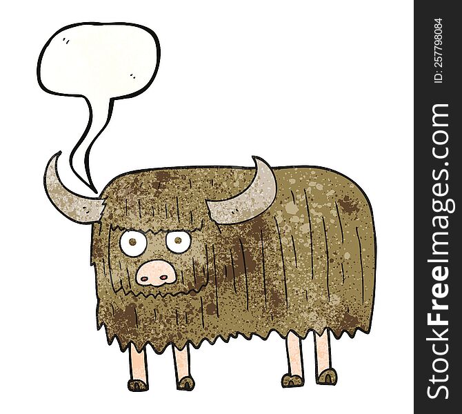 freehand speech bubble textured cartoon hairy cow