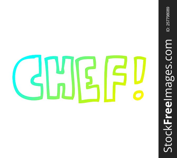 Cold Gradient Line Drawing Cartoon Word Chef