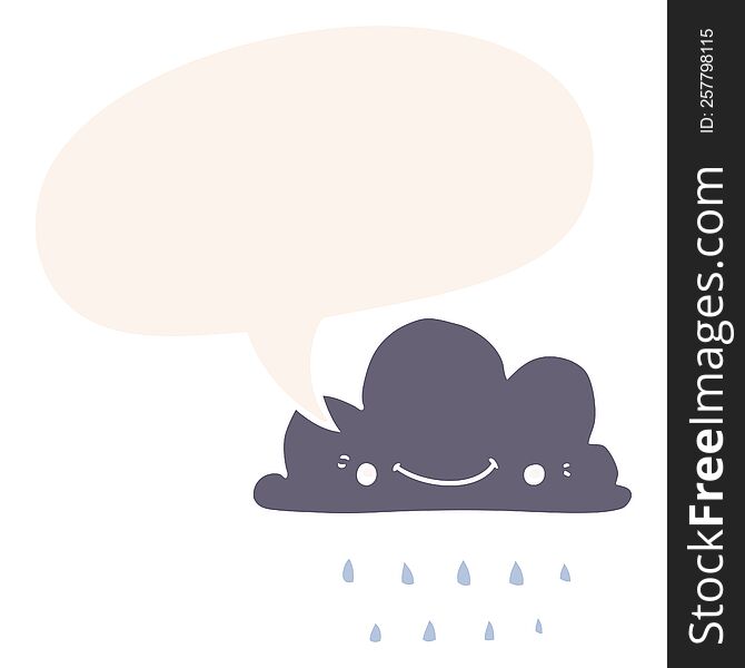 Cartoon Storm Cloud And Speech Bubble In Retro Style