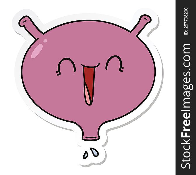 Sticker Of A Cartoon Laughing Bladder