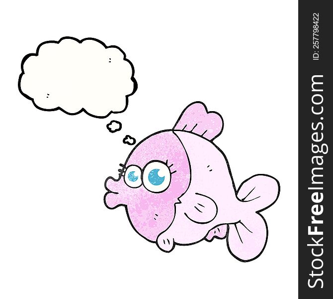 funny thought bubble textured cartoon fish with big pretty eyes