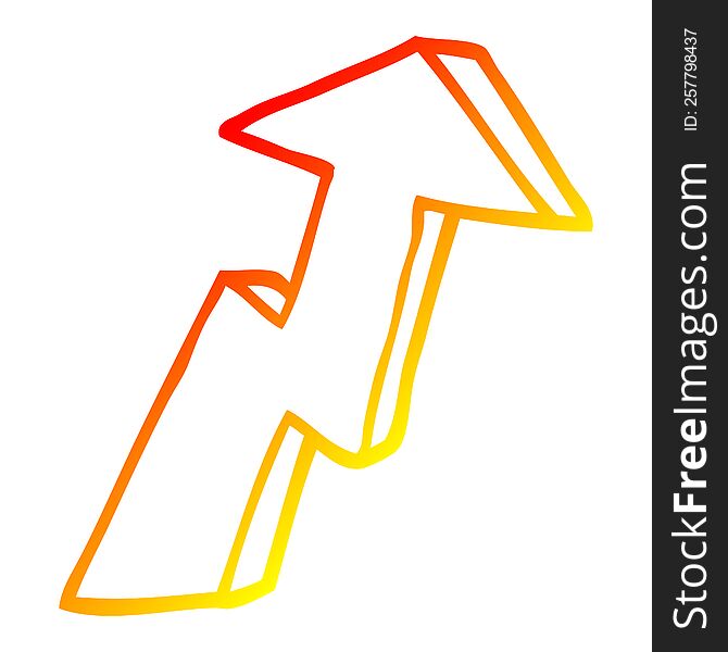 warm gradient line drawing of a cartoon business growth arrow