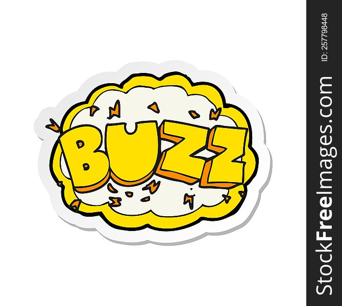 sticker of a cartoon buzz symbol