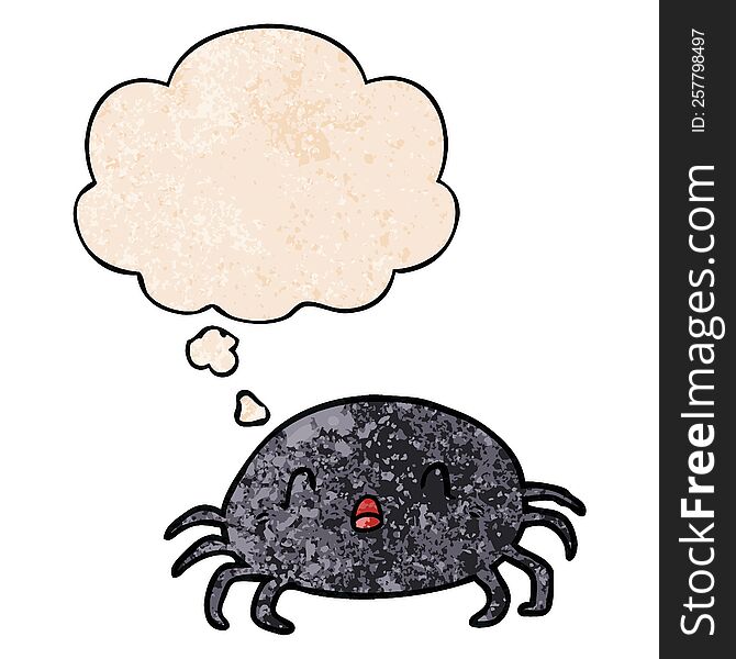 cartoon spider with thought bubble in grunge texture style. cartoon spider with thought bubble in grunge texture style