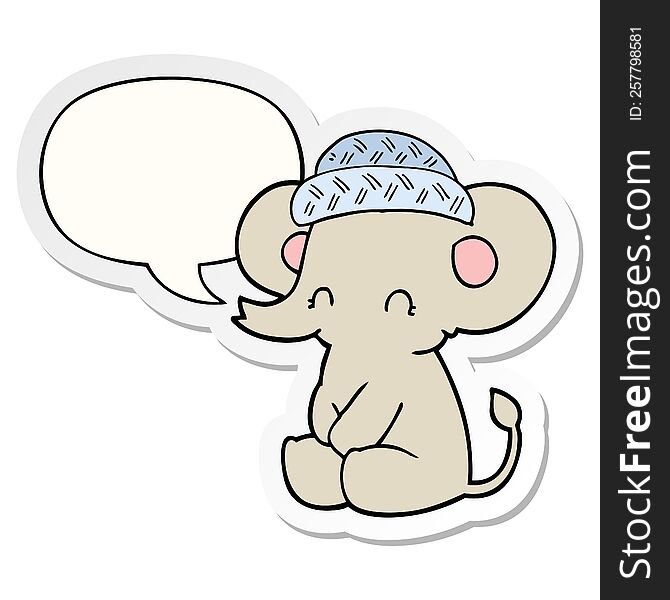Cartoon Cute Elephant And Speech Bubble Sticker
