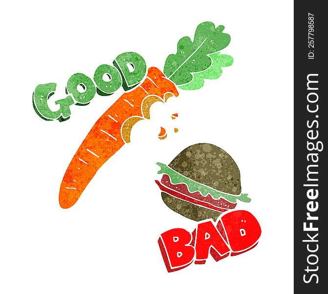 Retro Cartoon Good And Bad Food